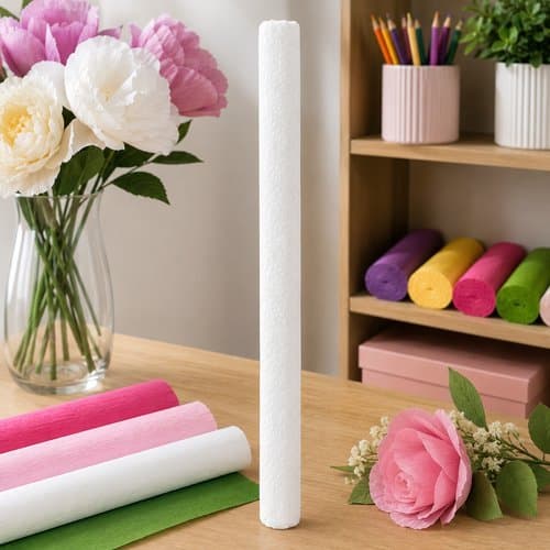 Caixa 40 Rolos Papel Crepom Branco Decoração Festas Artesanato Colorido