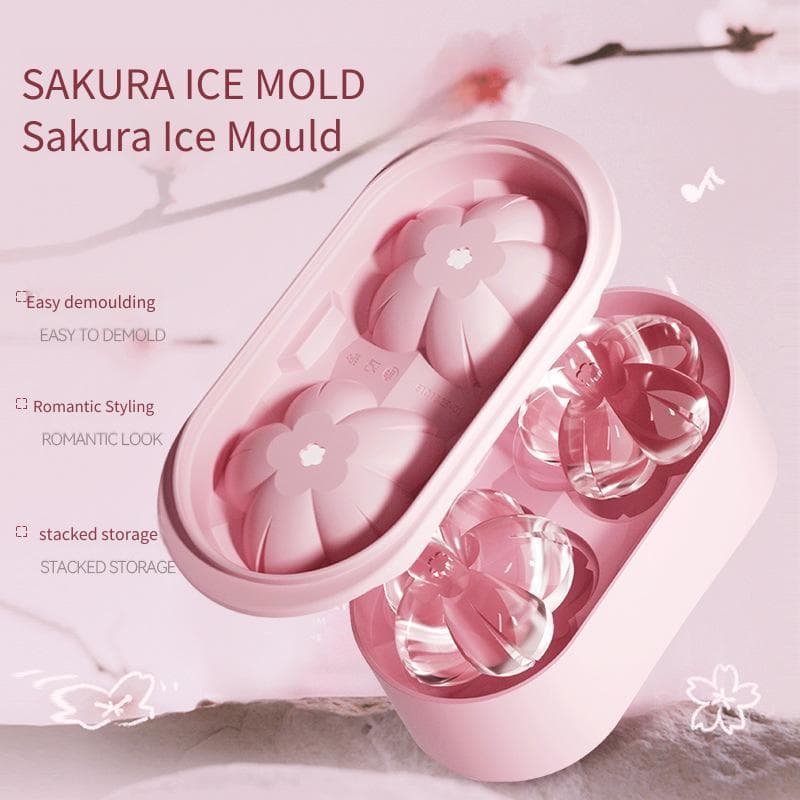 Criativo Flor De Cerejeira Uísque Fabricante De Gelo DIY Molde Geladeira Cubos Bandeja Caixa De Congelamento Casa Cozinh