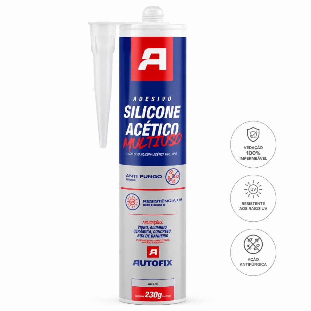 Kit 2 Silicone Acetico Multiuso Transparente Antifungo Cola Adesivo Vedante Autofix 230g Incolor