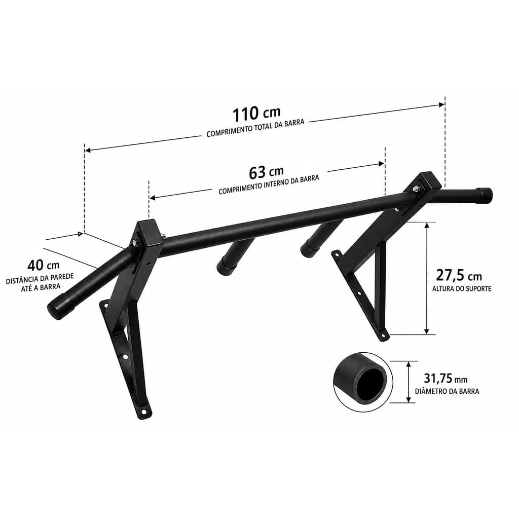 Suporte de Parede para Pull Up Musculação Pegada Neutra e Aberta