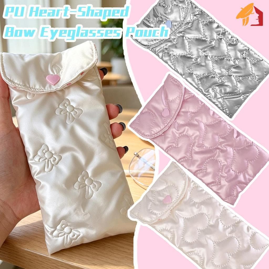 Bolsa De Armazenamento De Óculos Em Formato De Coração Com Laço Doce-De Sol Portáteis De Proteção-Pequena Para , Acessór