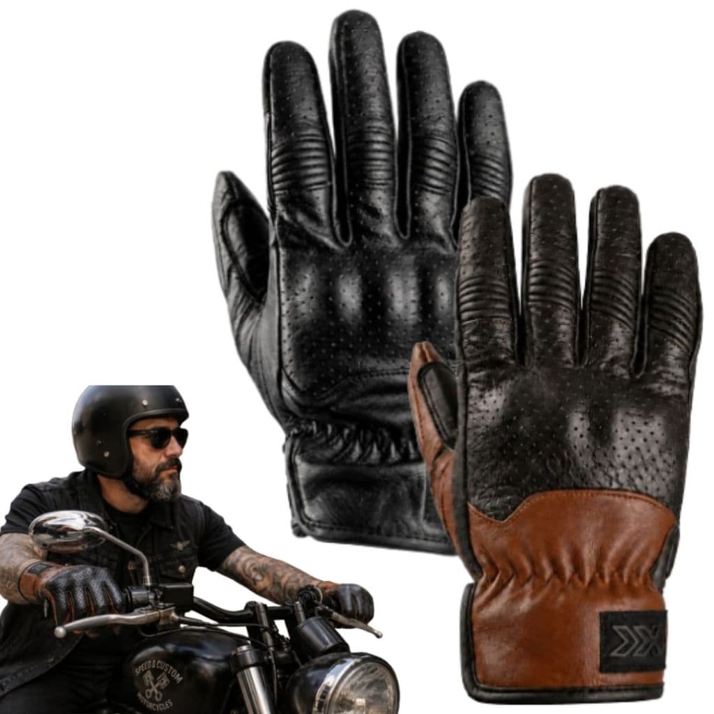 Luva De Moto Couro Legitimo Touchscreen Custom Texx Rebel Motoqueiro C/ Protetores Impacto