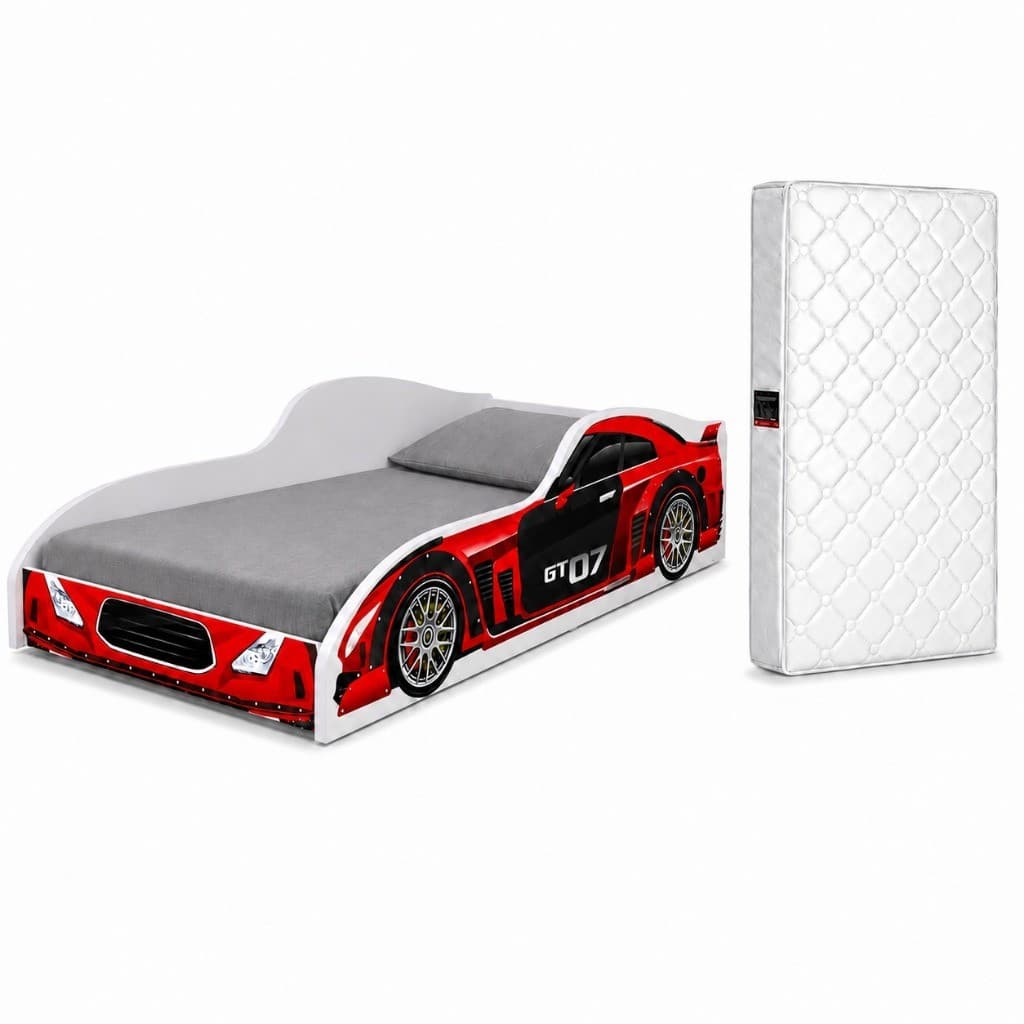 Cama Carro Juvenil Fórmula 1 Com Colchão Segurança Juvenil Moderna Vermelho COM COLCHAO
