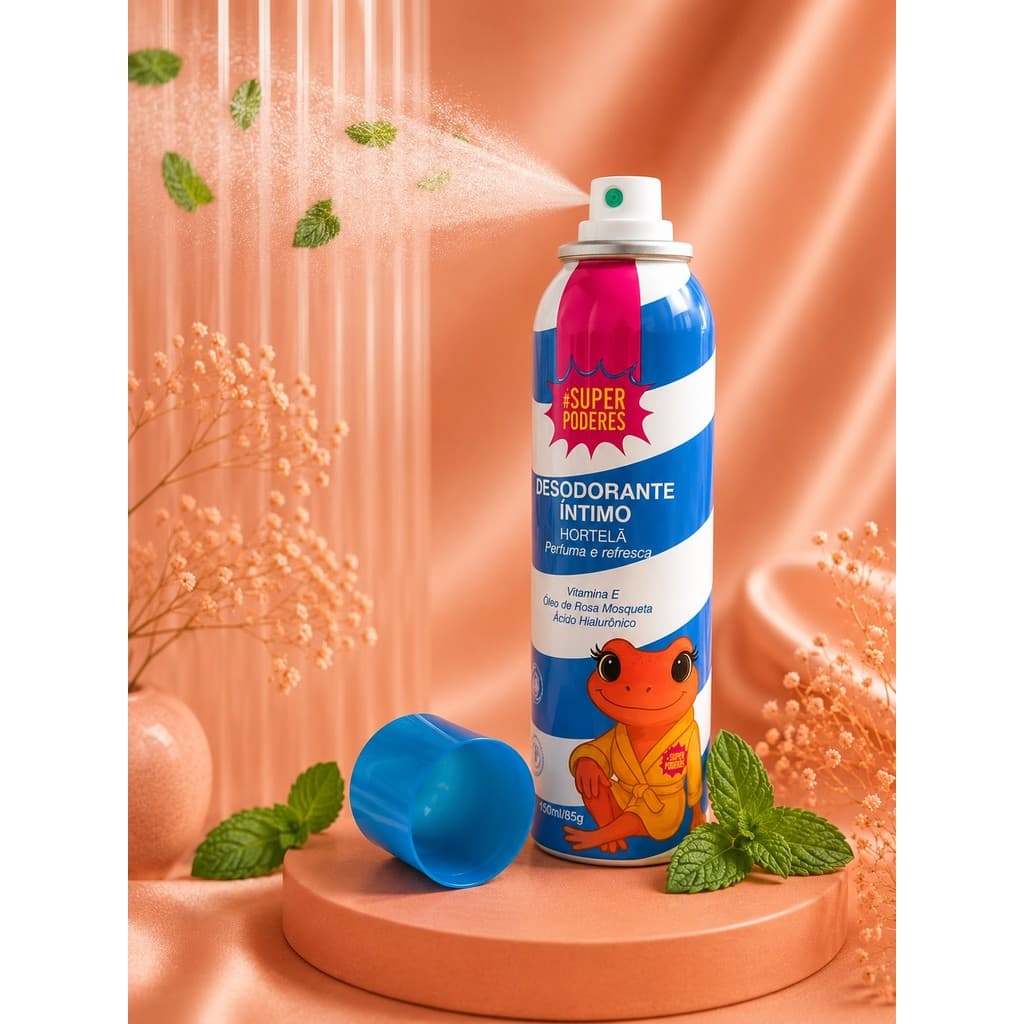 Desodorante Íntimo Feminino Super Poderes Hortelã Spray 150ml Vegano Refrescante