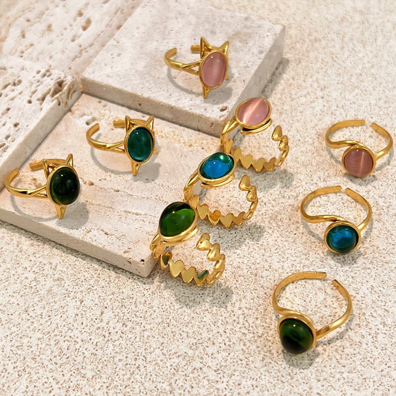 Moda luz luxo colorido High-End anel de aço inoxidável jóias
