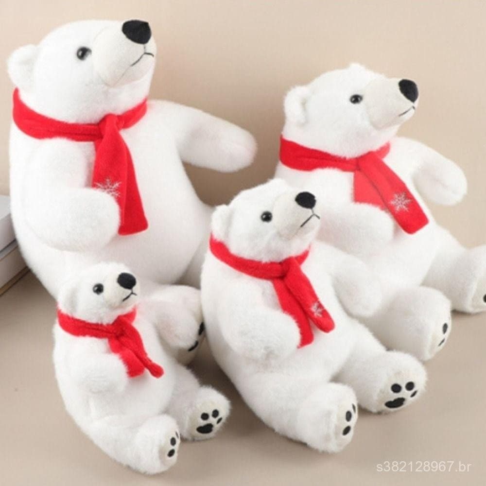 Brinquedo De Pelúcia De Urso Polar Sentado , Boneca Recheada De Barriga Redonda De Pés Grandes Animal Macio