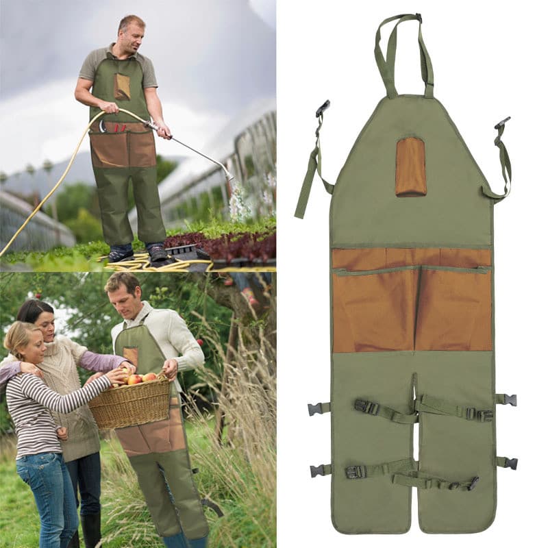 Jardinagem Leggings avental jardim aparar Multi-bolso impermeável Oxford pano alongado anti-sujo casaco jardim vegetal j