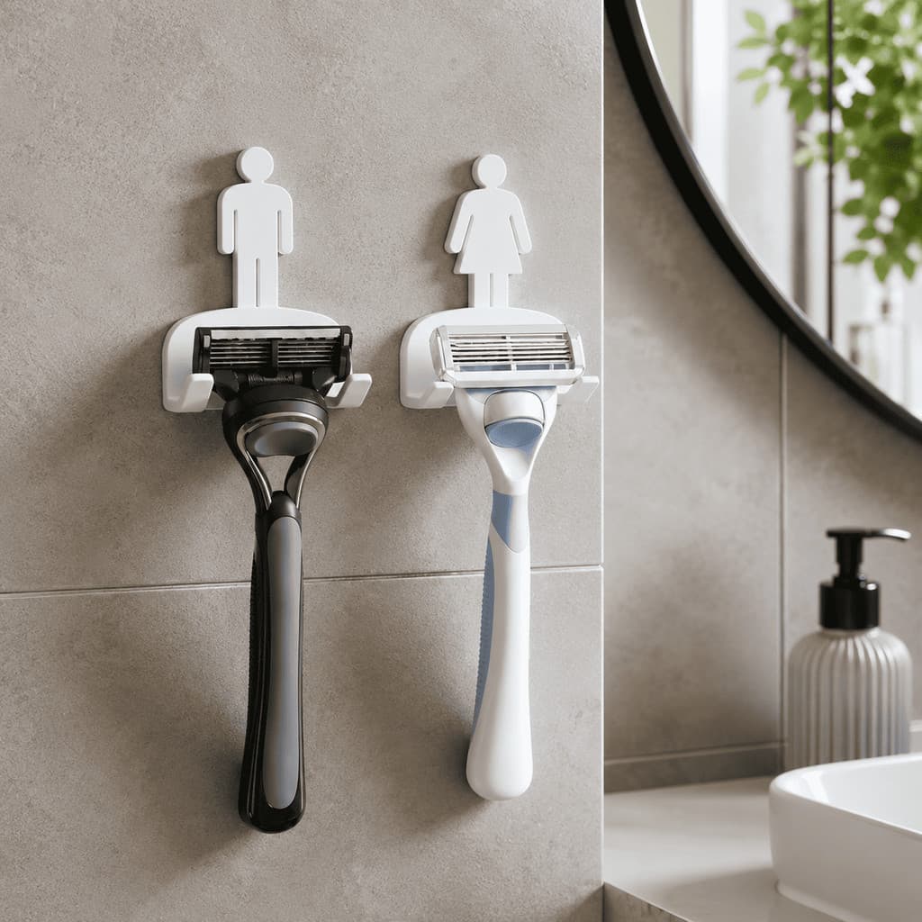 Kit 2 Suportes para Gillette de Parede Sem Furo Porta Barbeador Organizador para Banheiro