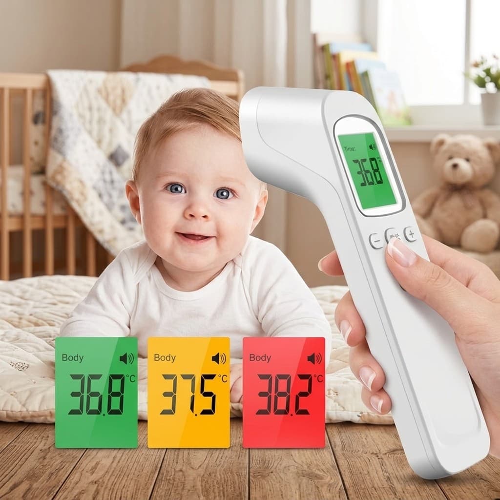 Termômetro Infravermelho Digital Sem Contato Para Testa Medidor Febre Bebê E Adulto TWC-01