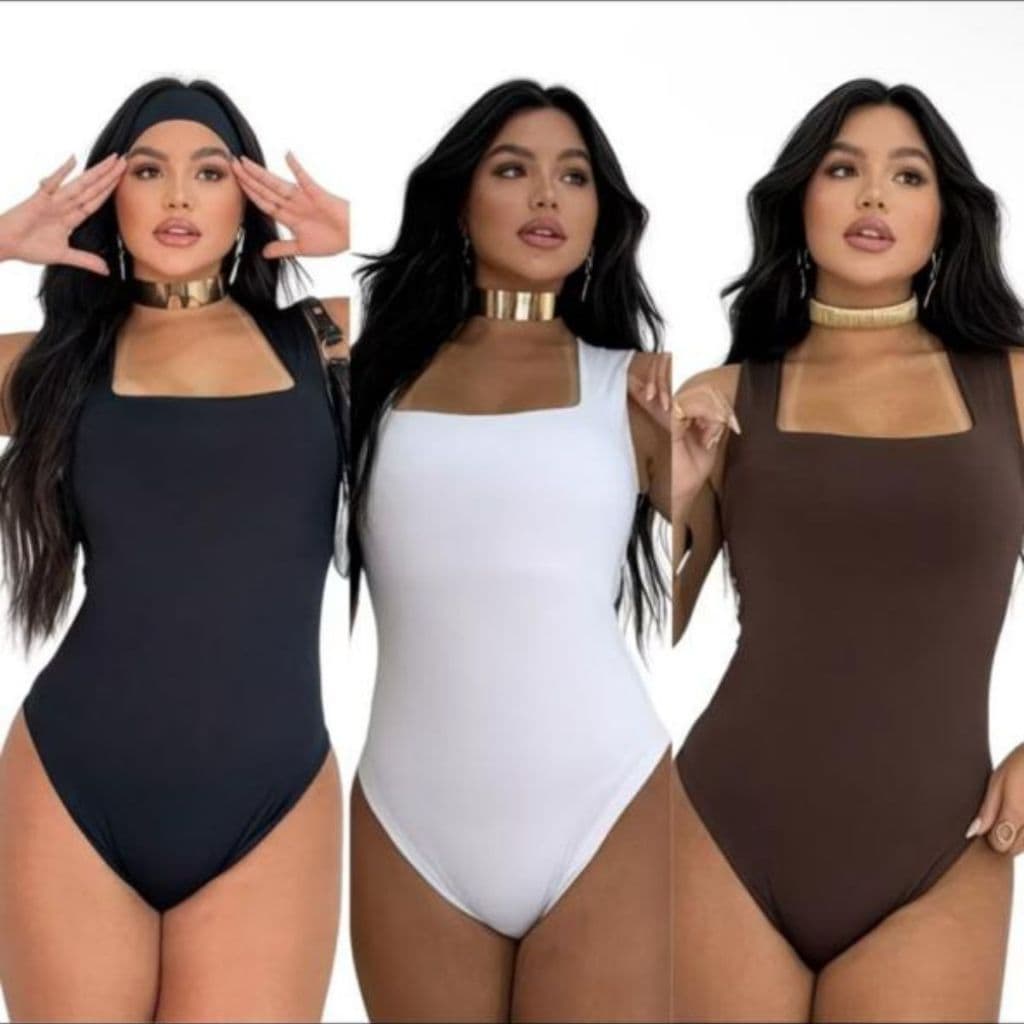 KIT 3 QUADRADO BODY FEMININO SUPLEX DECOTE QUADRADO FORRO DUPLO