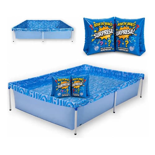 Kit Piscina Infantil 1500 L + Bóia De Braço Surpresa  Mor