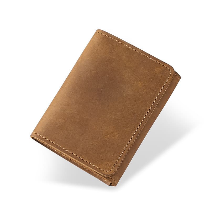 Nova moda Retro carteira de couro genuíno masculino dobrável titular do cartão Material de couro