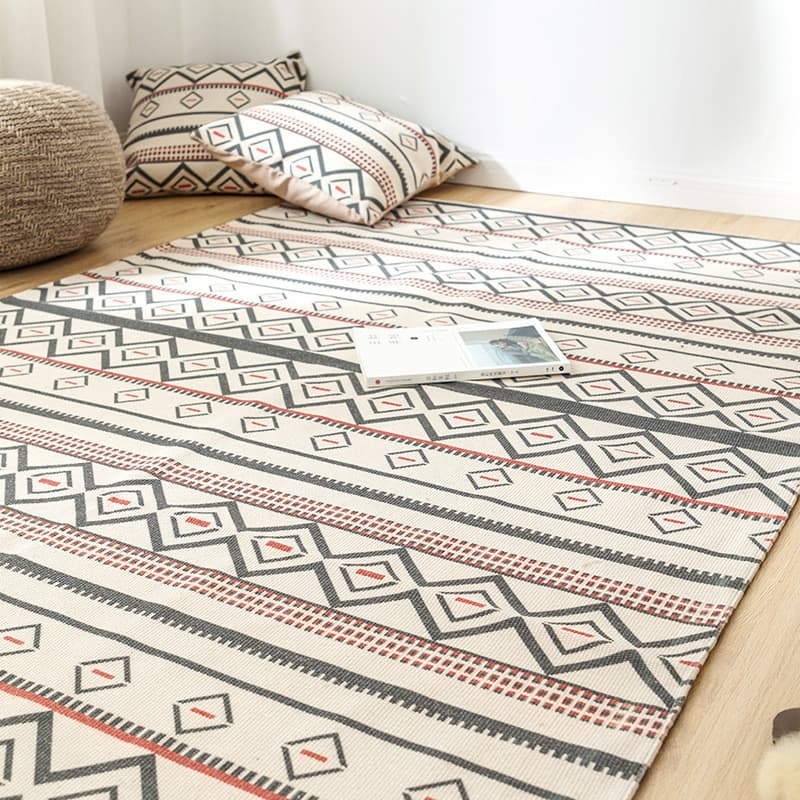 [Novo produto] ins Tapete de linho de algodão Sala de estar Quarto Tapete de sofá Almofada estilo étnico Tassel Tapete d