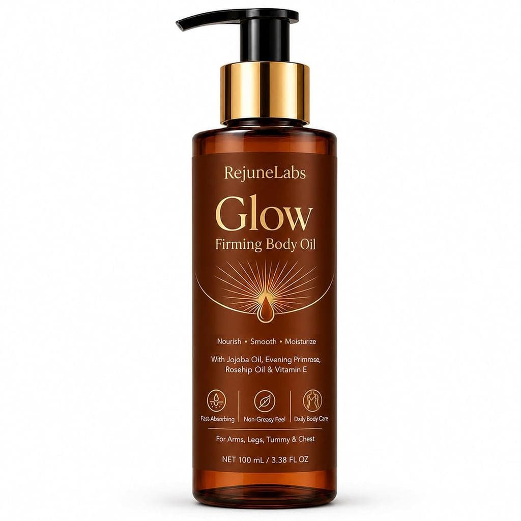 Óleo Corporal Firmador Glow da RejuneLabs para Mulheres, Hidratante Leve para a Pele com Óleos de Jojoba e Rosa Mosqueta