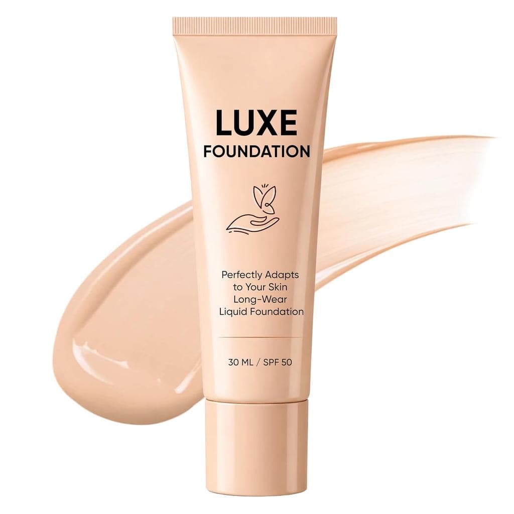 Base Luxe para Mulheres, base que muda de cor, contém ácido hialurônico e vitamina E, cria uma pele impecável, combina p