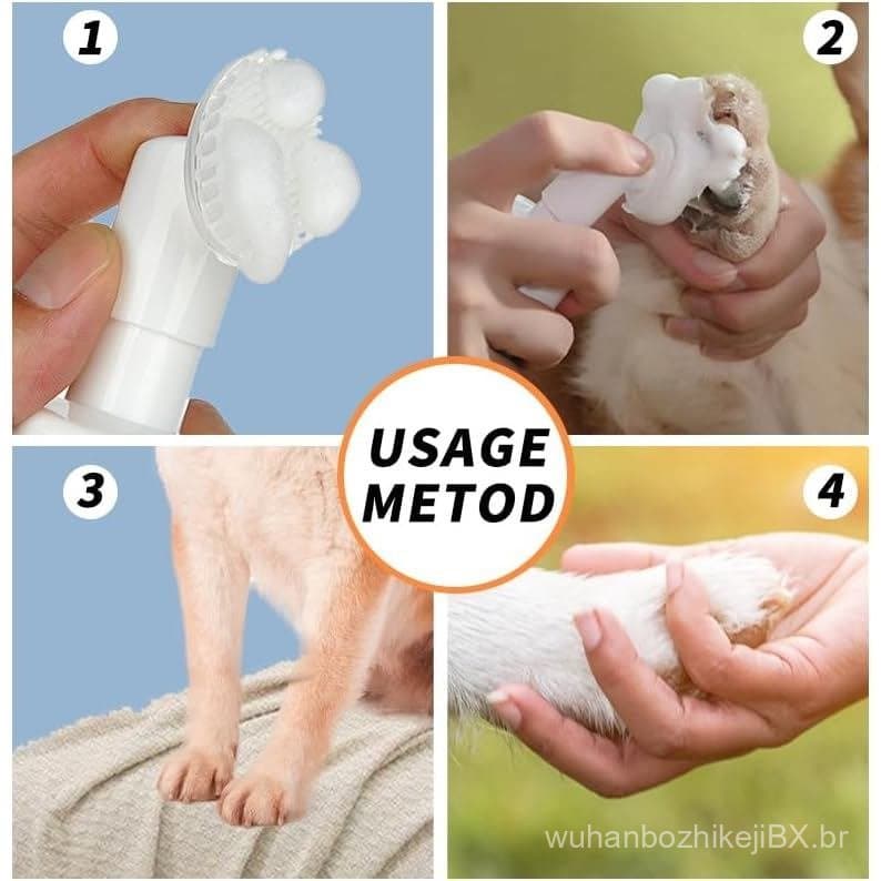 Kit de Limpeza de Patas de Animais de Estimação 2 em 1: Limpador em Espuma Sem Enxágue e Luvas de Limpeza para Patas, Es