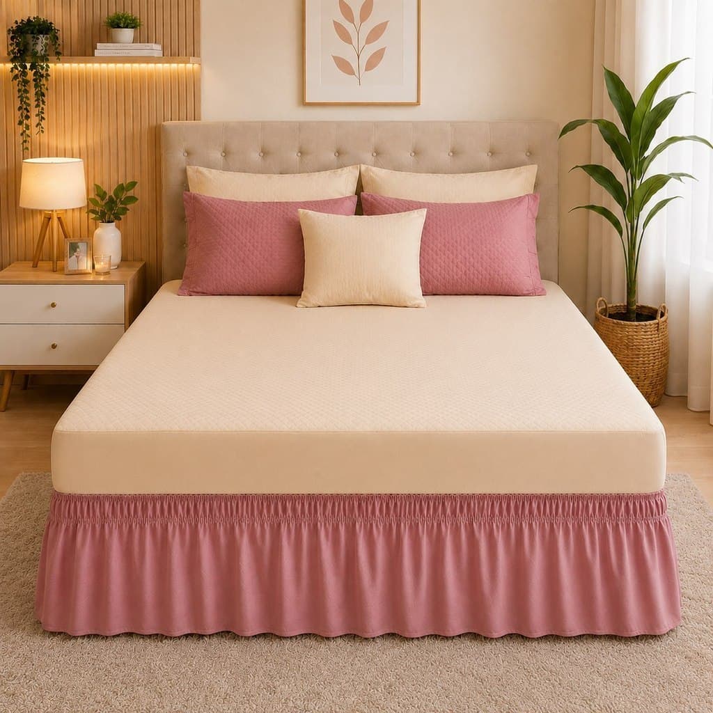 Saia Para Cama Box King Lisa Com 2 Elástico Premium Macia