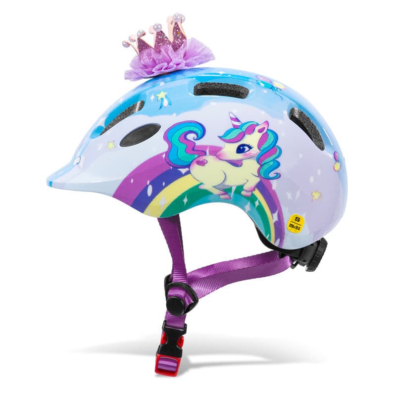 Capacete infantil para ciclismo – Coroa de tule roxa, respirável e com orifícios, para triciclos e patinetes infantis