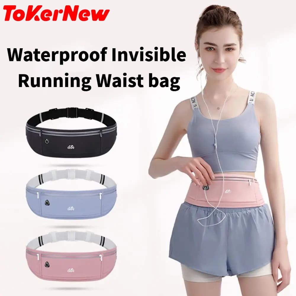 Bolsa de Cintura Impermeável Invisível para Corrida ao Ar Livre, Pochete Esportiva para Homens e Mulheres, Bolsa de Giná