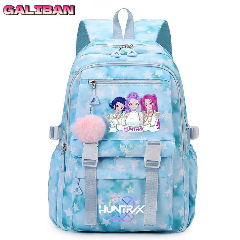 Nova mochila com estampa do filme K-pop Demon Hunters para estudantes e uso no campus.