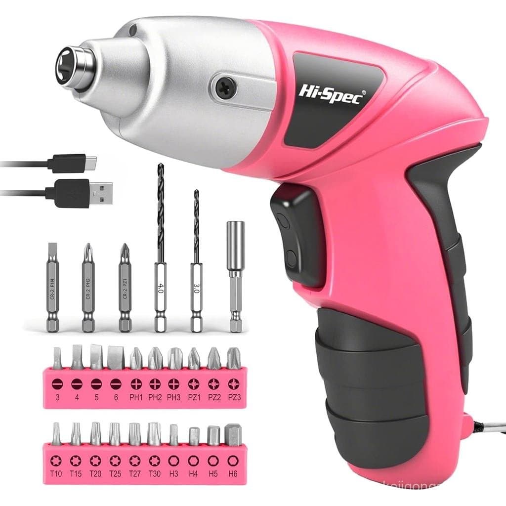 Parafusadeira Elétrica Compacta Hi-Spec, Conjunto de Mini Furadeira, Parafusadeira Sem Fio Recarregável de 3.6V com 26 P