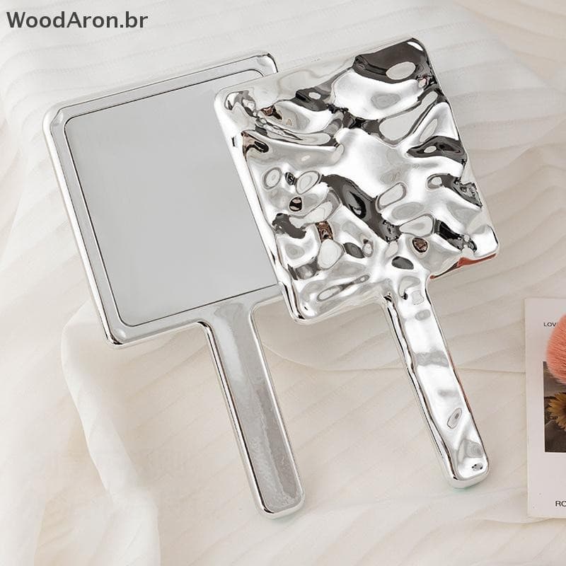 WoodAron Quadrado Espelho De Maquiagem Portátil Forma Líquida Vaidade Com Alça Mão Spa Salon Espelhos Compactos Para Ext