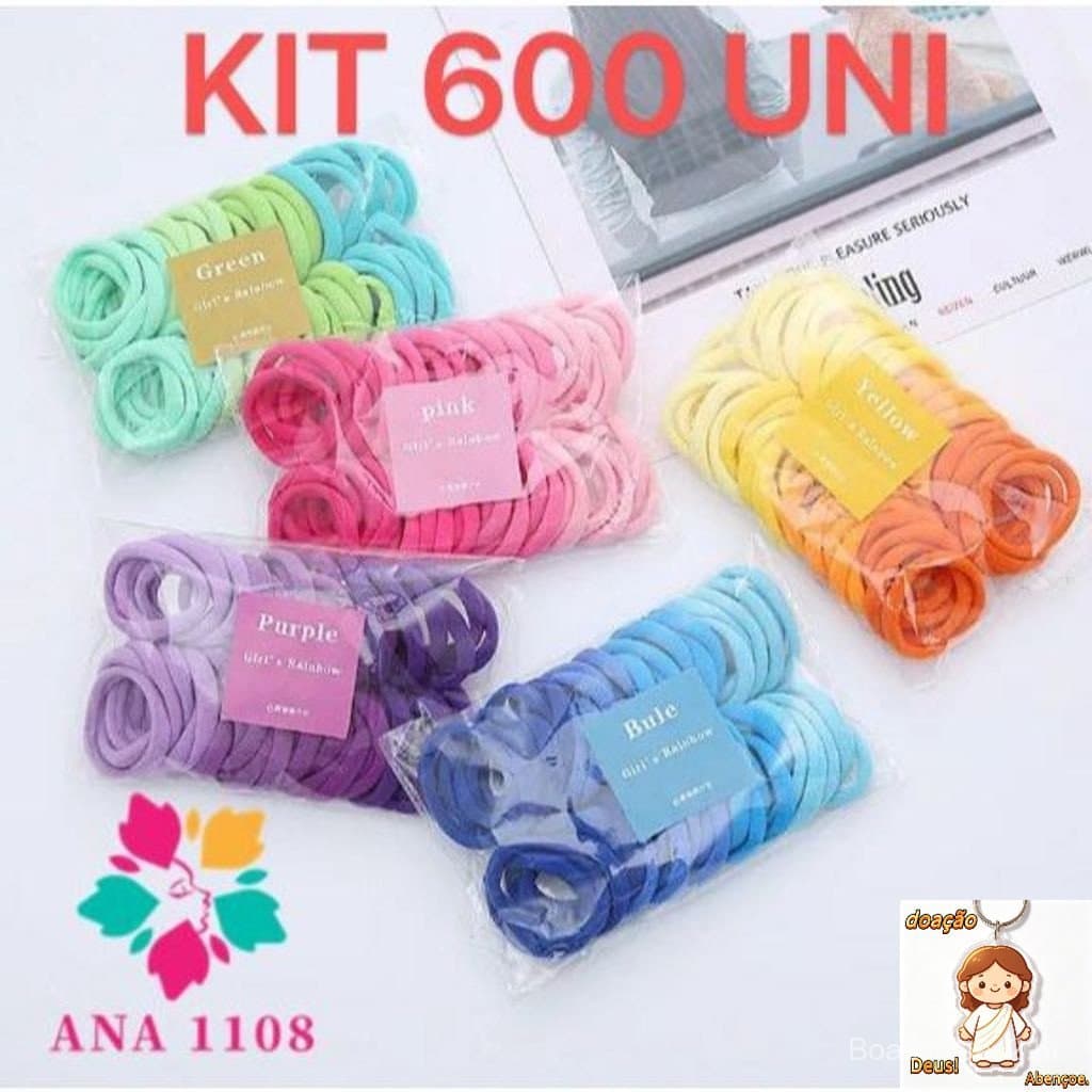 KIT 600 Unidades Xuxinha Elástico de Cabelo Xuxinha Criança Adulto Rabicó-Grande