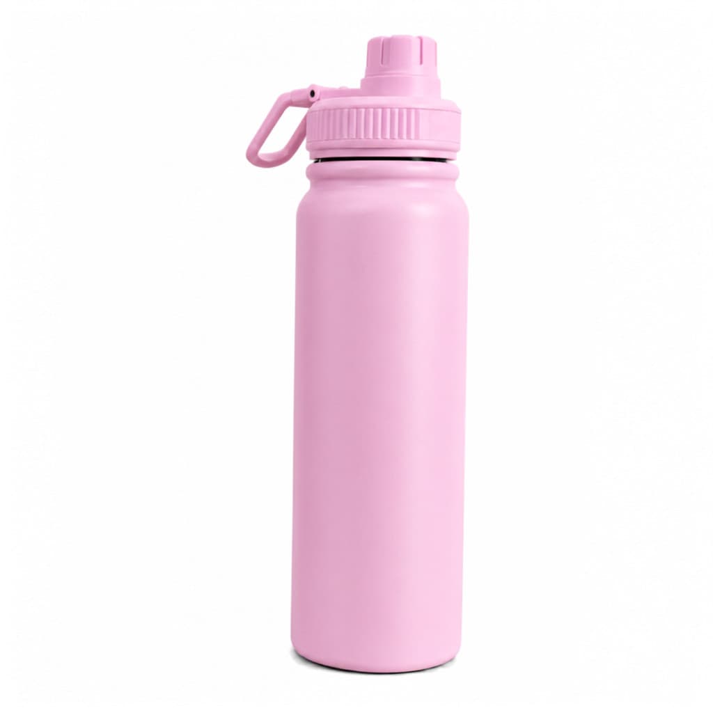 Garrafa Termica Inox 800ml Esportiva Parede Dupla - Quente 12h Frio 24h Trilha Academia Rosa Bebe