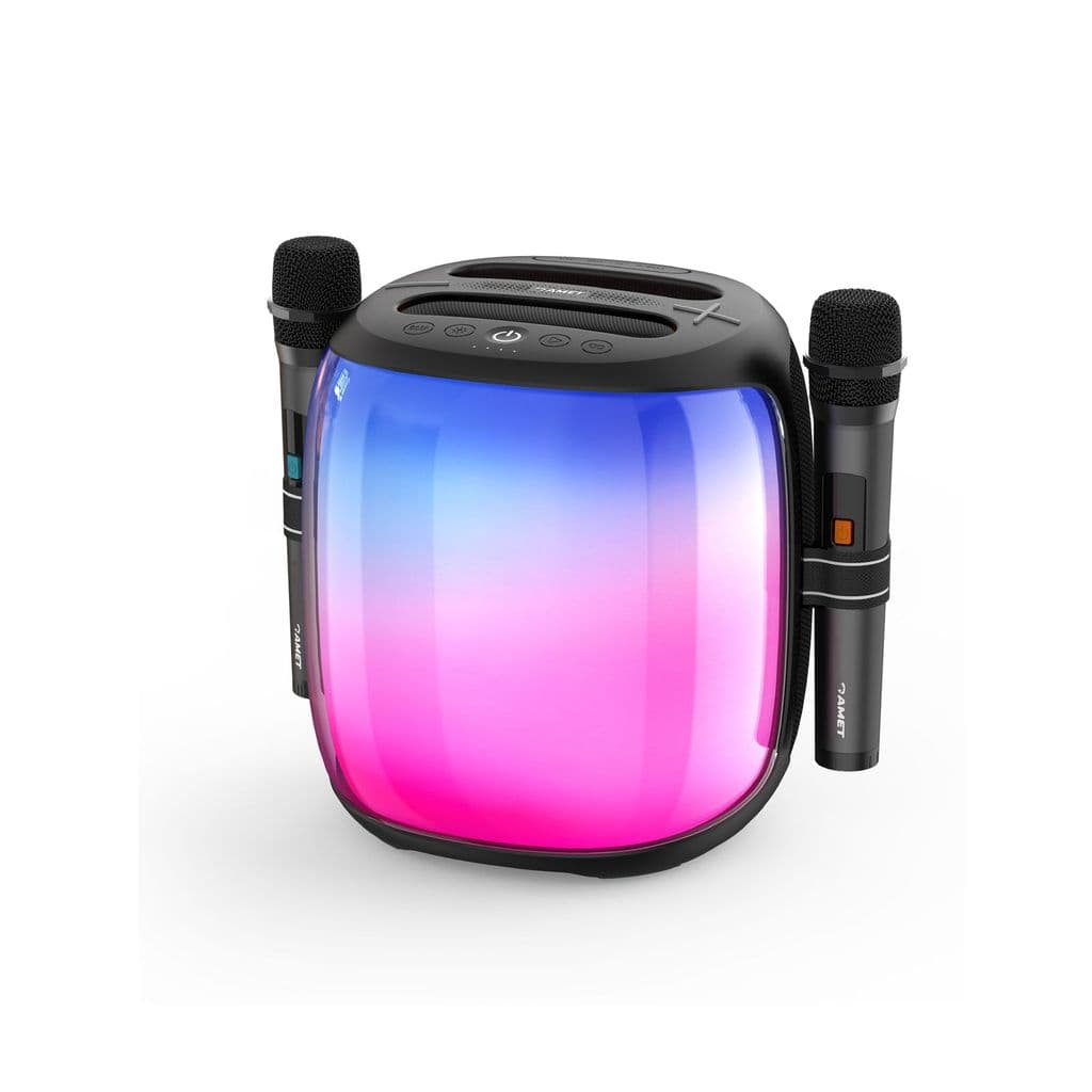 Caixa de Som Bluetooth Amet Party Box Portátil Som Potente Luzes LED Microfone Sem Fio