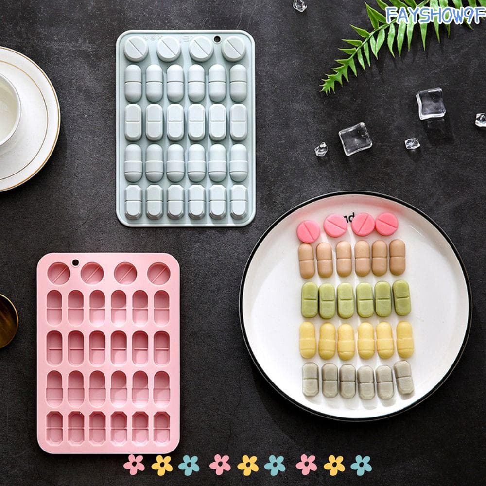Molde De Pílula FAYSHOW , Em Forma De Cápsula Reutilizável De Silicone , Bandeja De Flexível Com Design De 28 Cavidades