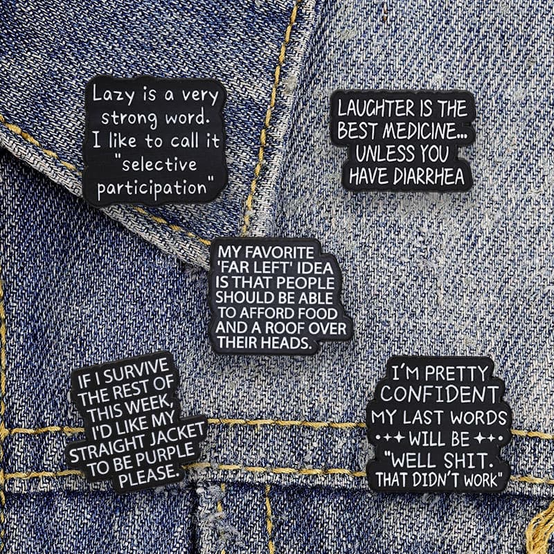 Humor Frio Preto Interessante Texto Esmalte Broche Moda Acessórios De Roupas Mochila Crachá Jóias Presente