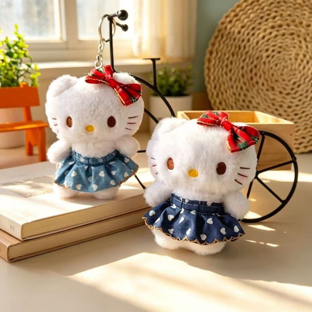 Pingente de brinquedo de pelúcia Sanrio Hello Kitty fofo japonês, pingente de bolsa/chaveiro