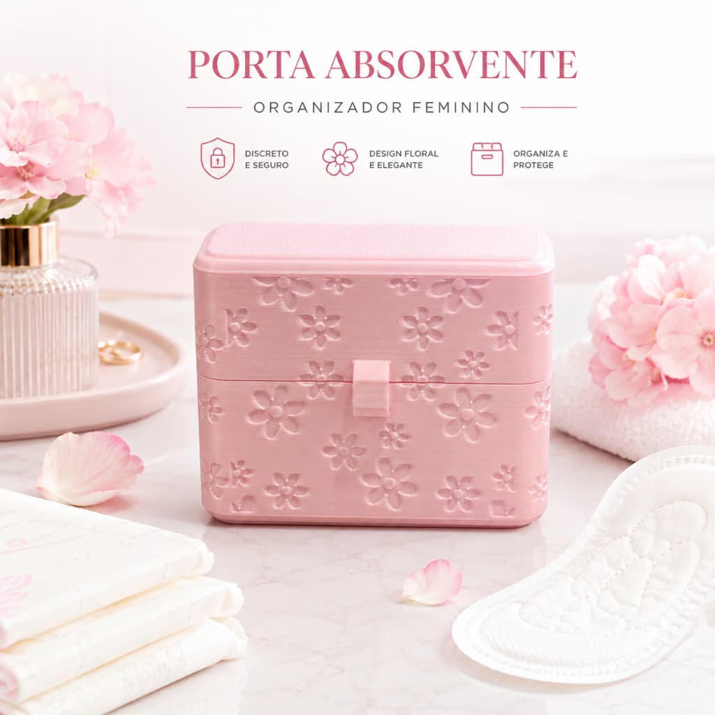 Estojo para Absorvente Higiênico Feminino – Organizador Portátil com Design Floral