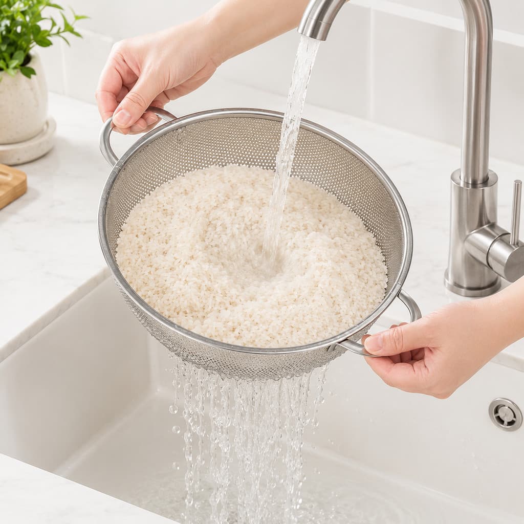 Escorredor Multiuso Aço Inox Com Alças Reforçadas Lavar Escorrrer Massas Frutas Legumes Arroz