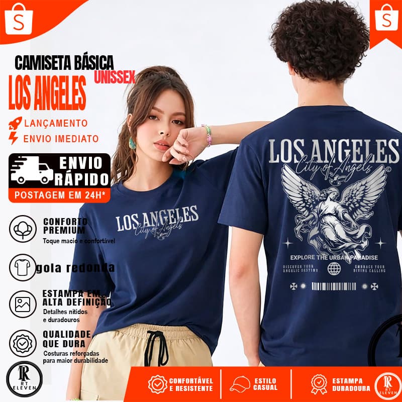 Camiseta Estilo Urbano Streetwear City Of Los Angeles 100% Algodão Premium Masculina e feminina