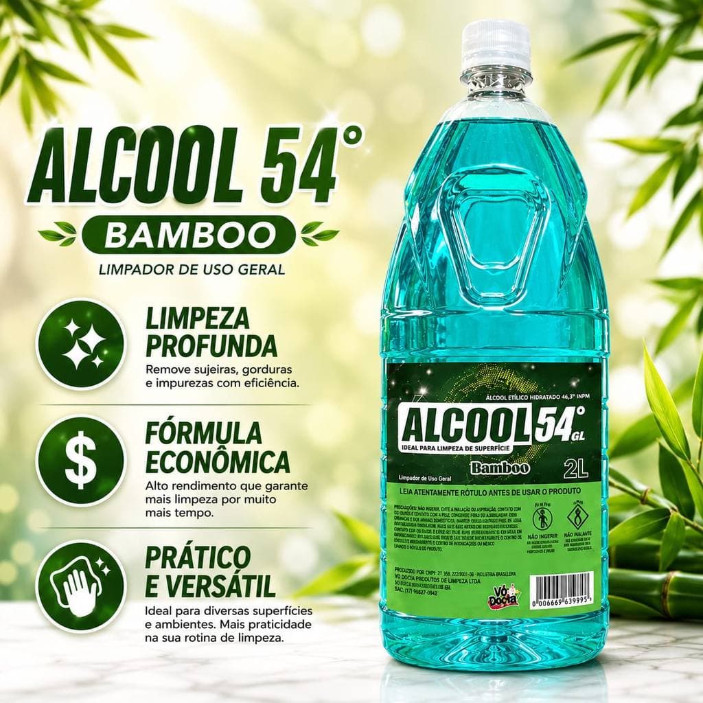 Alcool Multiuso Perfumado Bamboo Fragrancia Natural Secagem Rapida Nao Deixa Manchas Limpeza Eficiente na Toda Sua Casa