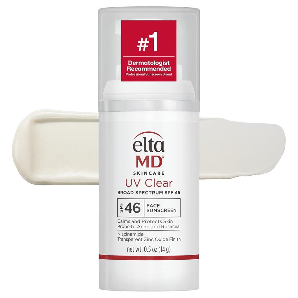 Protetor solar facial transparente com cor EltaMD UV SPF 46, sem óleo, adequado para pele sensível, contém óxido de zinc