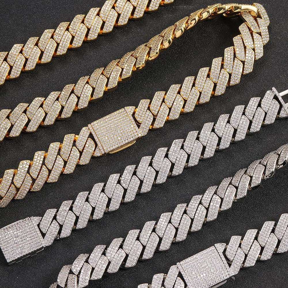 Corrente cravejada de diamantes, colar de diamantes brilhantes de 20mm, corrente cubana estilo hip-hop masculino, pulsei