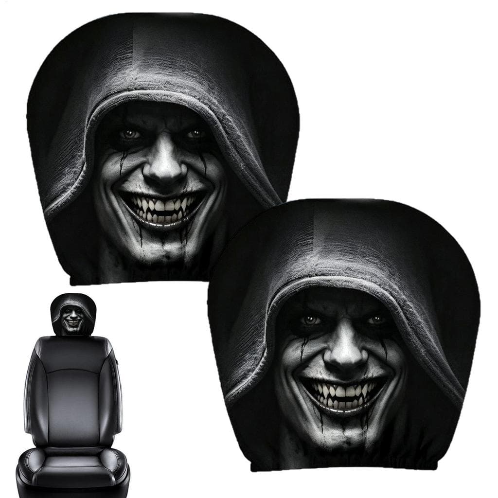 Capas De Encosto De Cabeça Assustadoras , 2 Peças , Engraçado , Assustador , Lavável , Protetor , Rosto Para Viagens , U
