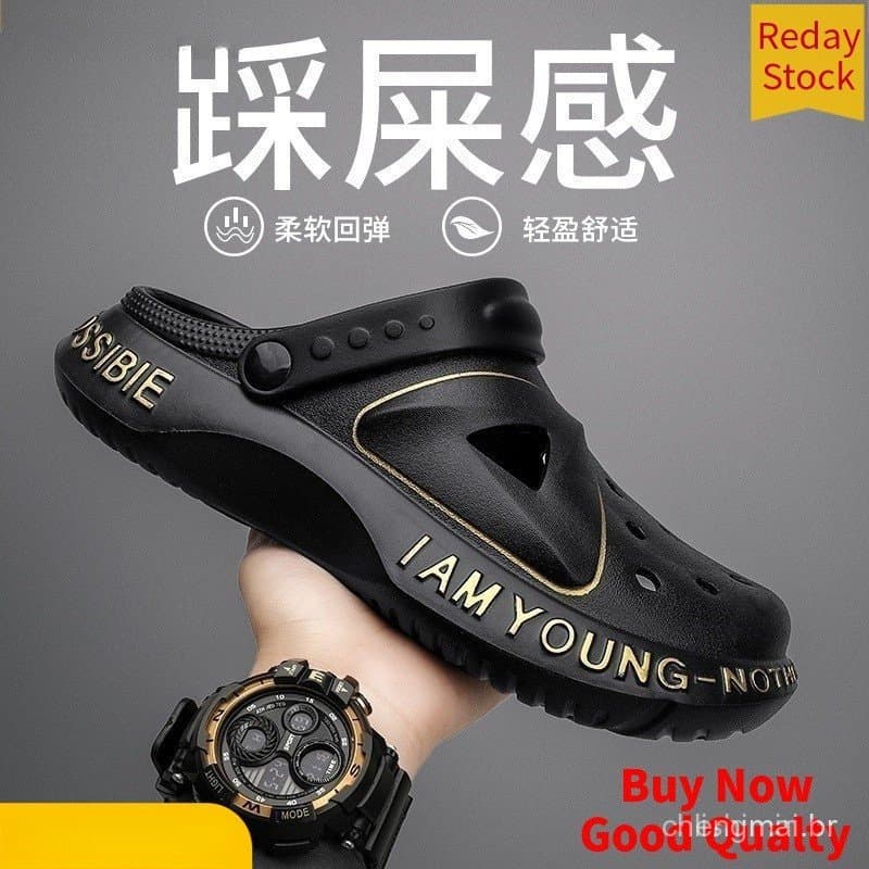 Sapatos De Verão Masculinos Esportes Ao Ar Livre Anti-Odor Dupla Utilização Fundo Macio Fechado-Toe Arrastar Casal Casa