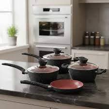 Panelas Conjunto 04 Pecas Antiaderente Tampa Vidro Caçarolas Frigideira Cozinha