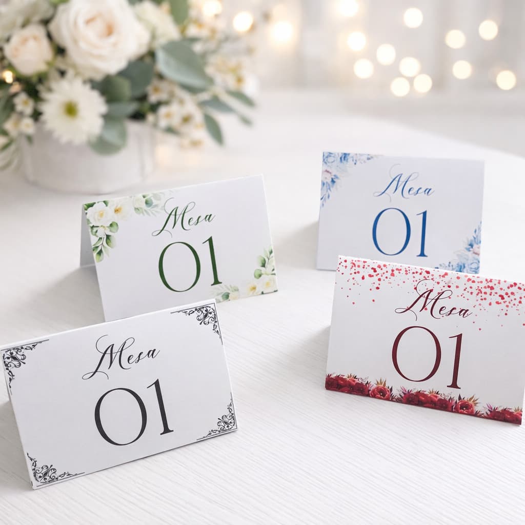 Plaquinhas Numeração de Mesa para Festa e Casamento | Sem Personalização | 7x10,5cm