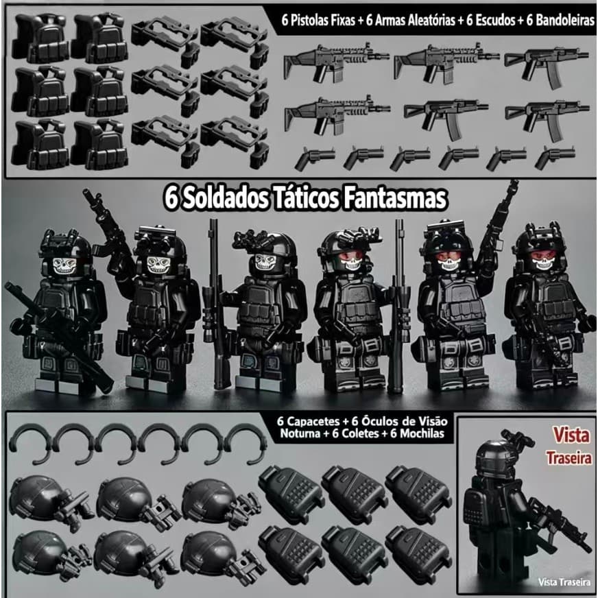 Conjunto de bonecas táticas de pantera negra, blocos de construção compatíveis com Lego, soldado SWAT + pavão + jipe mil