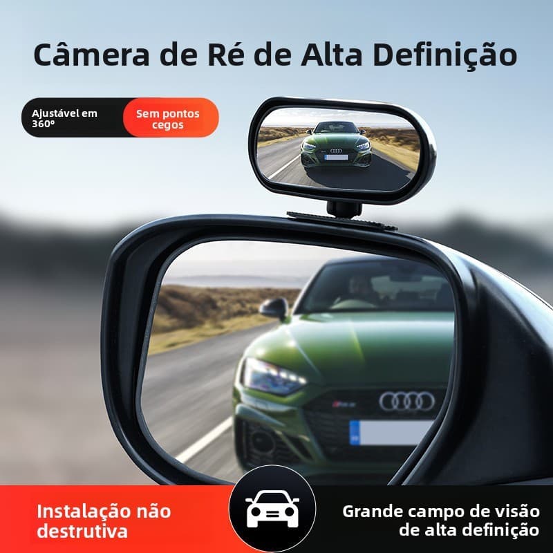 Espelho retrovisor de ré para carro, espelho redondo pequeno sem marcação, espelho de ponto cego grande angular ajustáve