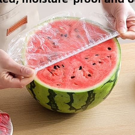 100 Películas Plásticas Grossas Reutilizáveis, Tampas Elásticas para Tigelas de Grau Alimentício, Tampas Transparentes G