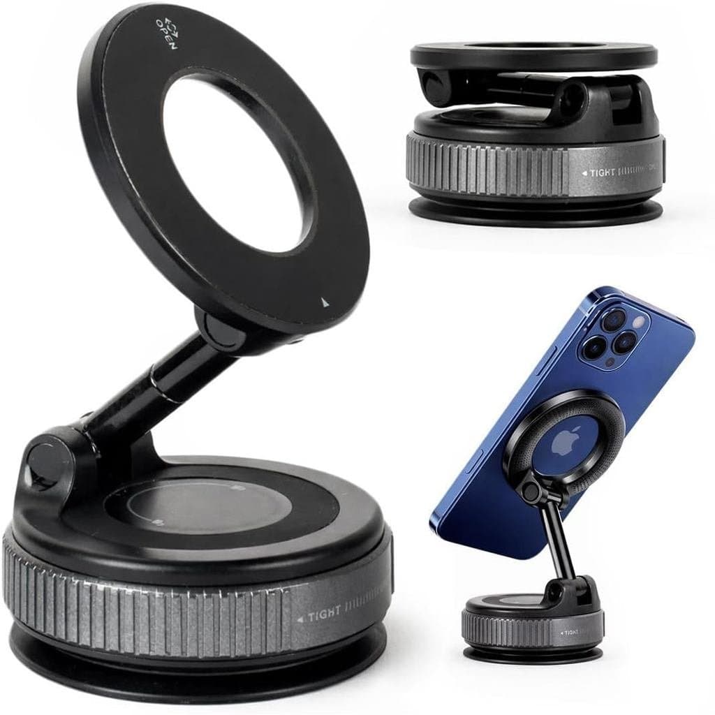 Suporte Magnético para Telefone com Ventosa – Suporte Dobrável para Telefone para Carro, Espelho de Academia e Superfíci