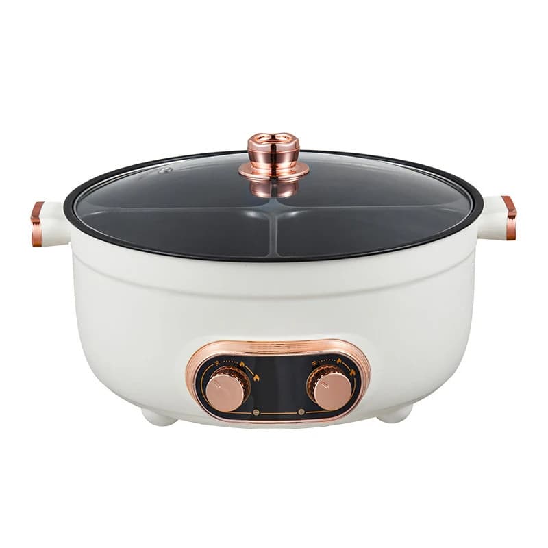 Panela Quente Elétrica Multifuncional 7L, 4 Zonas de Sabor, Controle Independente de Temperatura, 2000W para Cozinha