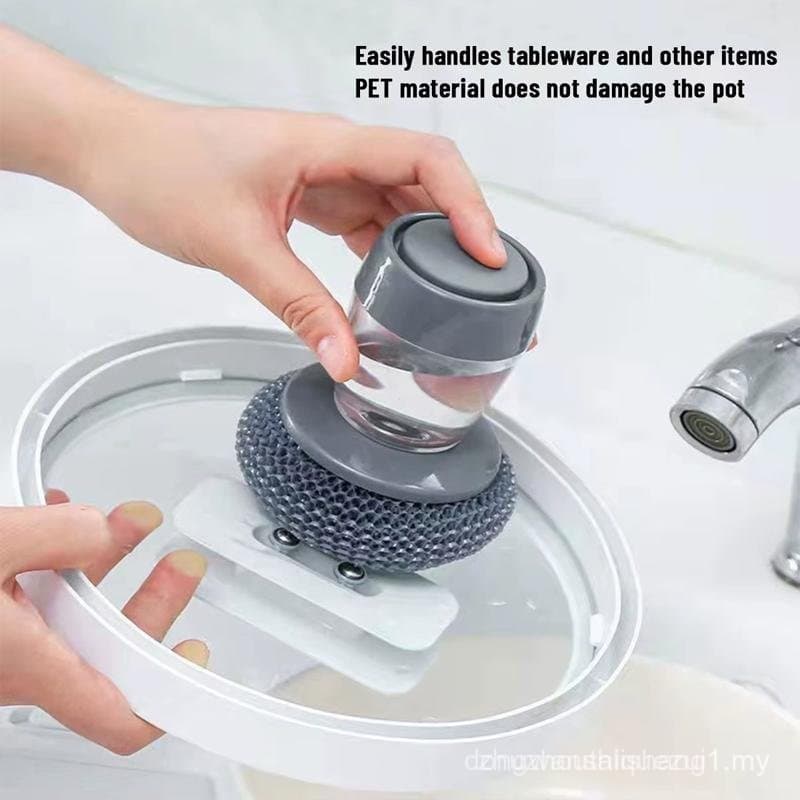 Escova de Cozinha com Dispensador Automático de Sabão Líquido, Cabo Ergonômico, para Limpeza de Pias, Tigelas e Panelas,