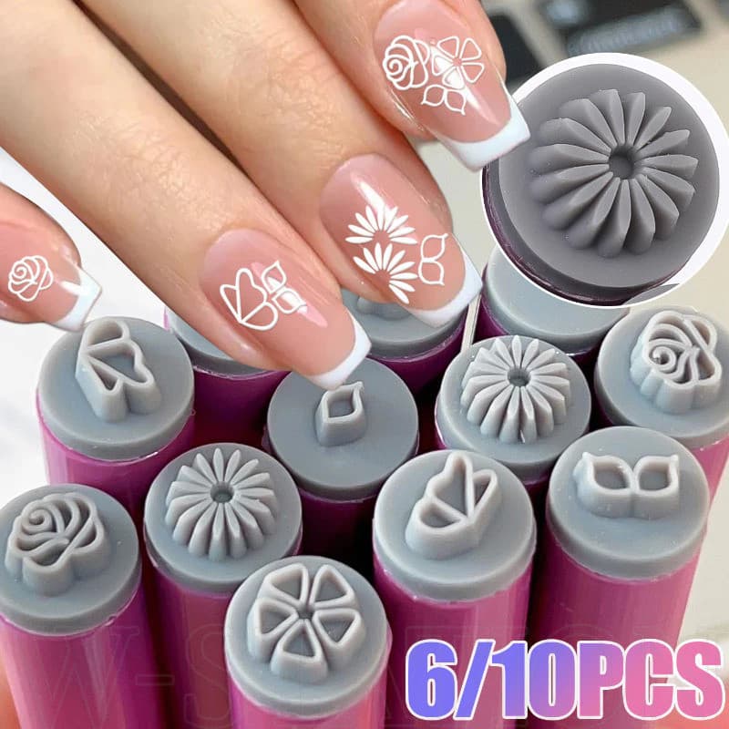 6/10pcs Caneta Profissional Para Carimbo De Arte Em Unhas-Modelo 3d De Margarida/Estrela/Borboleta/Coração Ferramenta Pi