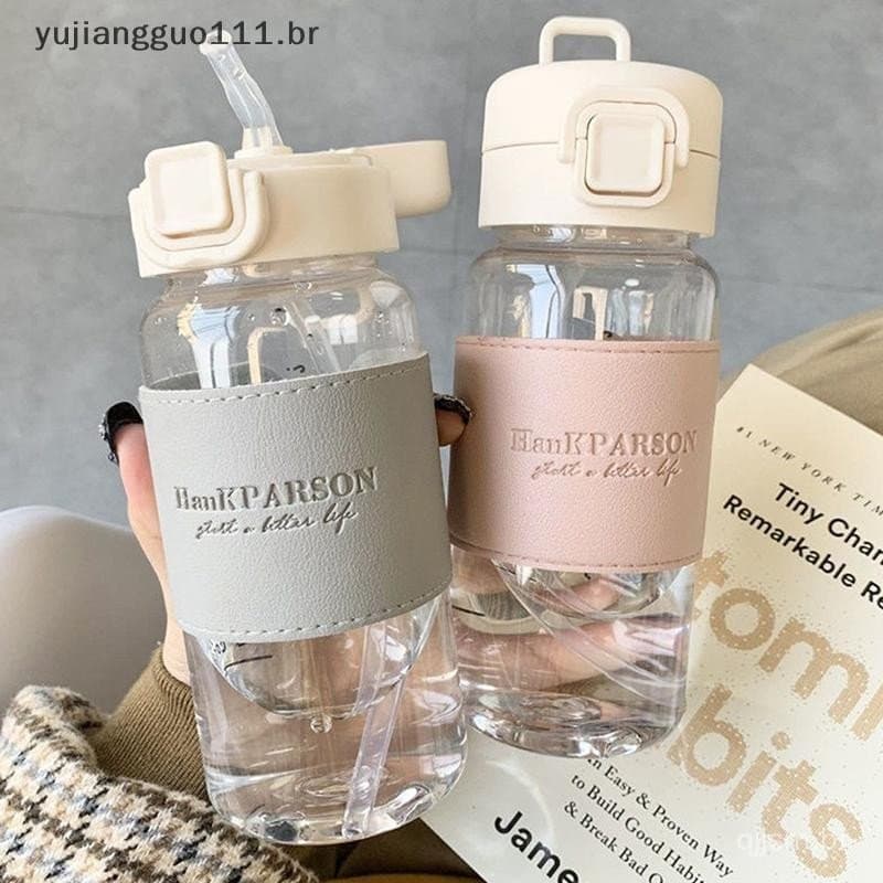 #     Nova Garrafa de Água Portátil de 500ml com Canudo, Criativa, Bonita, à Prova de Vazamentos, Copo de Plástico para